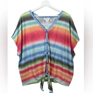 For the Republic Colorful Striped Knotted Top - 2x